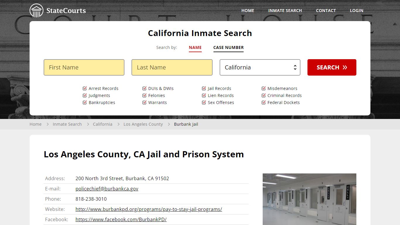 Burbank Jail Inmate Records Search, California - StateCourts